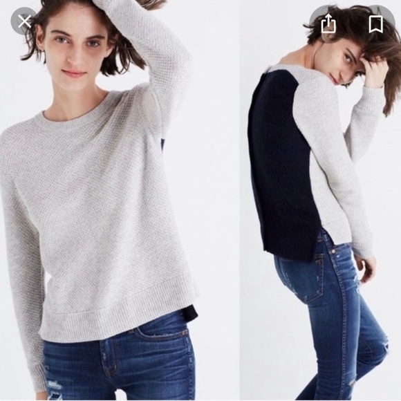 Madewell Women’s Size‎ Large Backroad Button Back Color Block Crew Neck Sweater - Picture 1 of 12